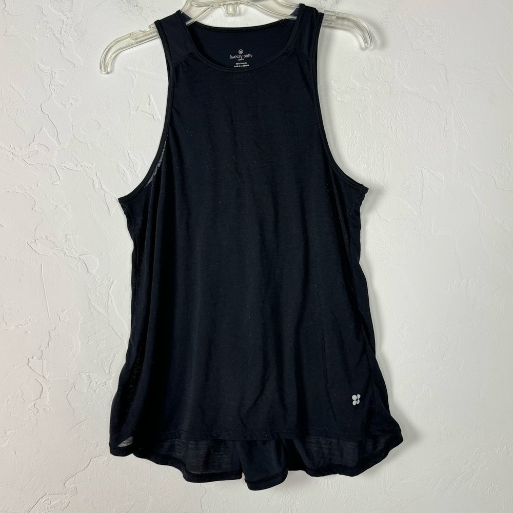 Sweaty Betty Tank Top‎ Shirt Tee Solid Black Workout Yoga Singlet Crew Neckline